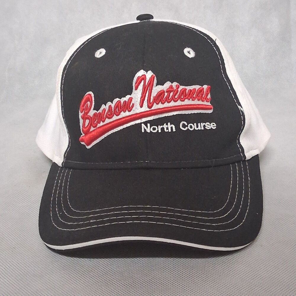 American Dry Goods Benson National Golf Hat North Course Black White Adjustable